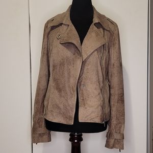 motorcycle distressed faux suede jacket